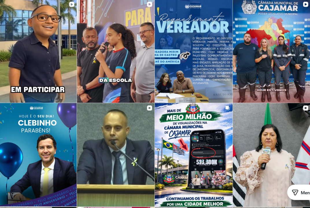 Instagram da Câmara Municipal de Cajamar atinge meio milhão de acessos e registra marco inédito